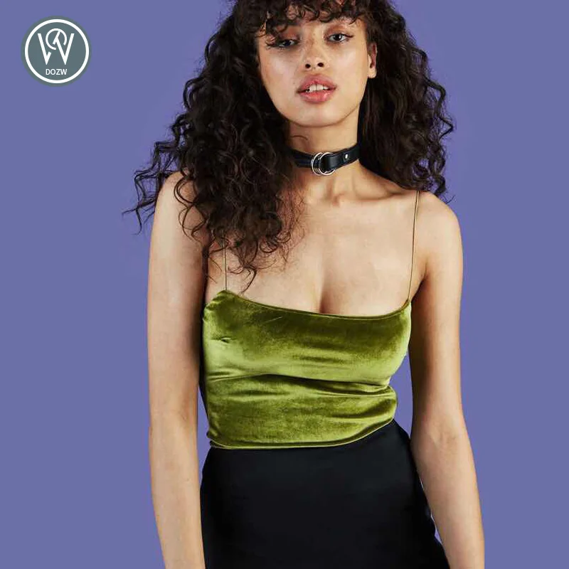 2022 Fashion Sexy Spaghetti Straps Tank Top Velvet Short Crop 7 Colors Boob Tube Bustier Brief Vest T-shirts Tee | Женская одежда