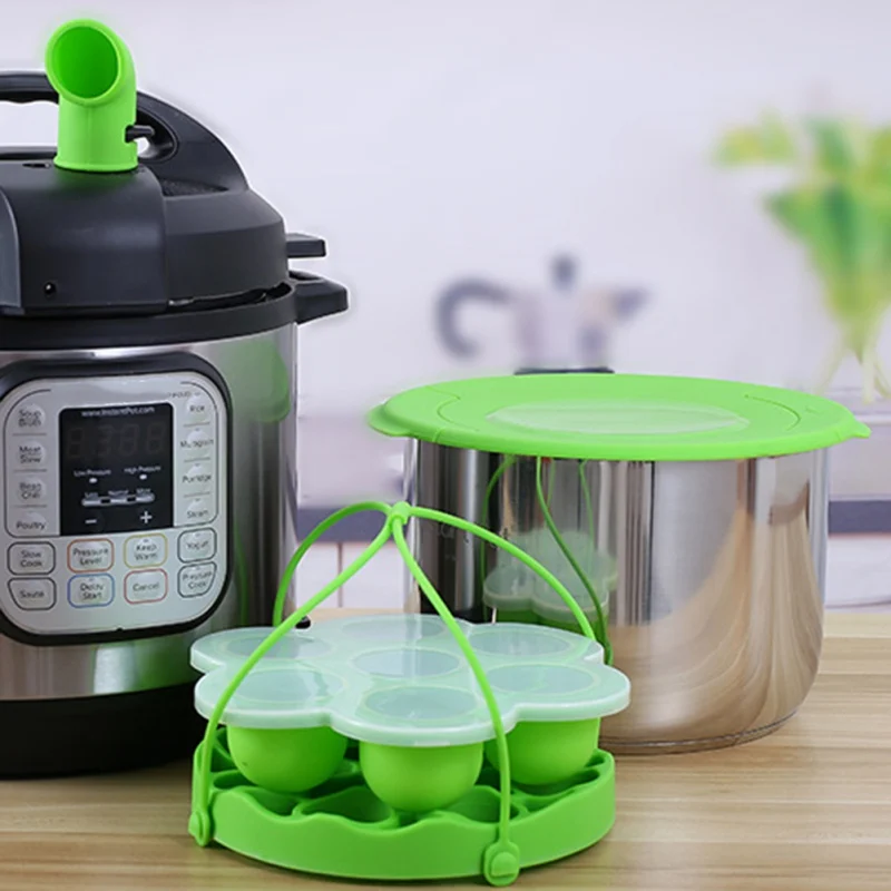 4pcs Food Steamer With Lid Egg Tools Cake Molds Pressure Cooker Silicone Cover Food Storage Container Steamer Accessories