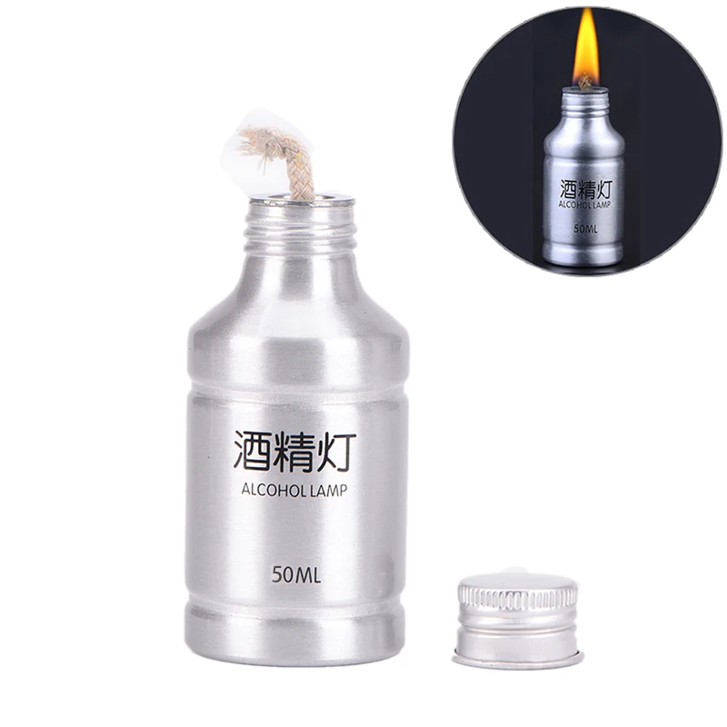 1Pc 50ml Portable Lamp Alcohol Liquid Metal Stoves Outdoor For Hiking Survival Camping Not Include Alcohol Heating Lab Equipment