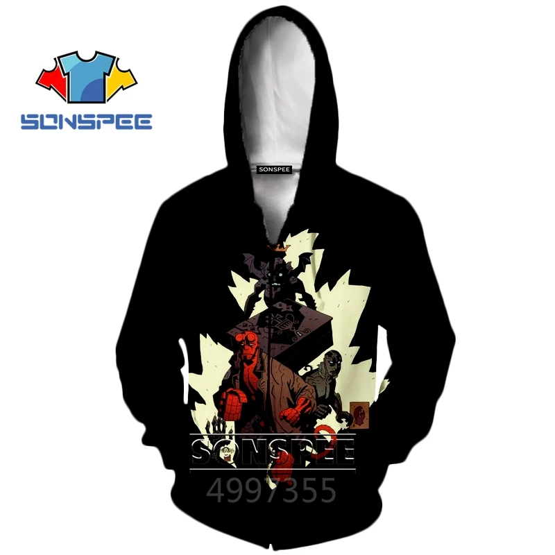 SONSPEE Son of Satan Hellboy Anime Harajuku t-shirt sweatshirt hoody 3D print boys girls teens hip hop kid children clothes X280