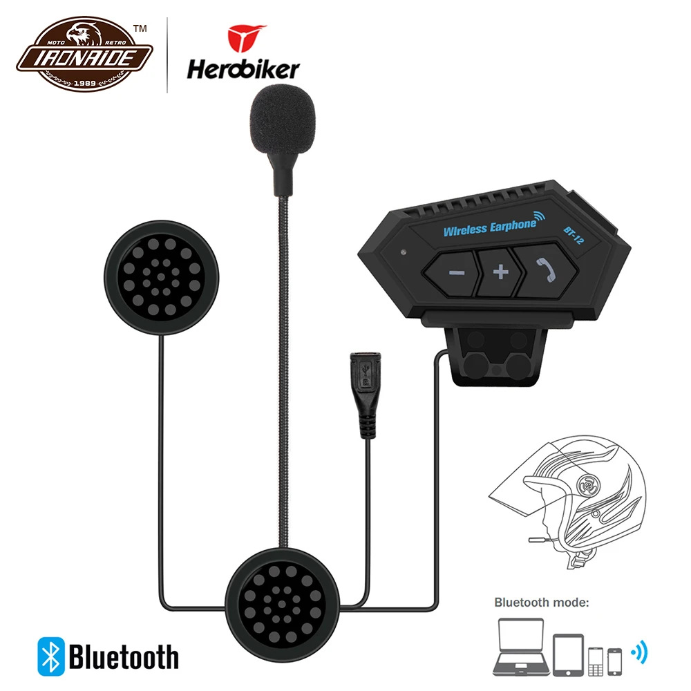 Motorcycle Helmet Headset Wireless Bluetooth Headphone Speaker Hands-Free BT-12