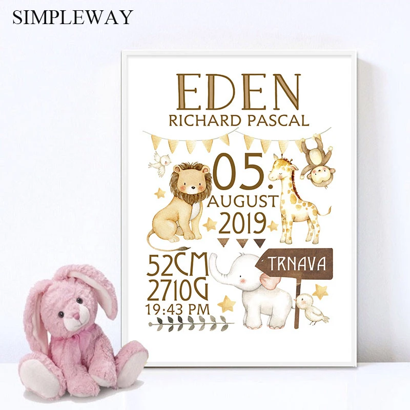 Affiche Personnalisee De Naissance De Bebe Pour La Nurserie Impression D Art Imprime Animalier Tableaux Muraux Image De Style Nordique Decoration De Chambre D Enfant Aliexpress Affiche Personnalisee De Naissance De Bebe Pour La Nurserie Impression D Art Imprime Animalier Tableaux Muraux Image De Style Nordique Decoration De Chambre D Enfant Aliexpress