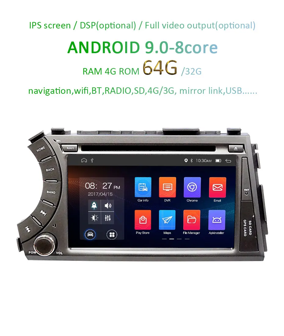 Top Android 9.0 DSP IPS 4G 64G AV Output 2 DIN CAR DVD PLAYER For Ssang yong Ssangyong Actyon Kyron GPS Radio Multimedia Screen PC 2