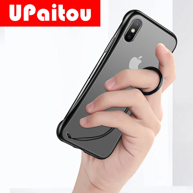 

UPaitou Frameless Transparent Case For OPPO Realme 3 2 Pro A1K C2 Reno Matte Hard Full Cover Case For Realme 3Pro With Ring Case
