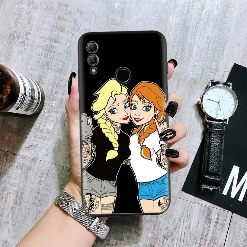 Татуировка девушка принцесса черная крышка чехол для телефона для huawei Y9 Y5 Y6 Y7 Honor 10 9 Lite 9X8X8 S 8A фотоаппаратов моментальной печати 7S 7A 10i 20i V20 Coque Капа