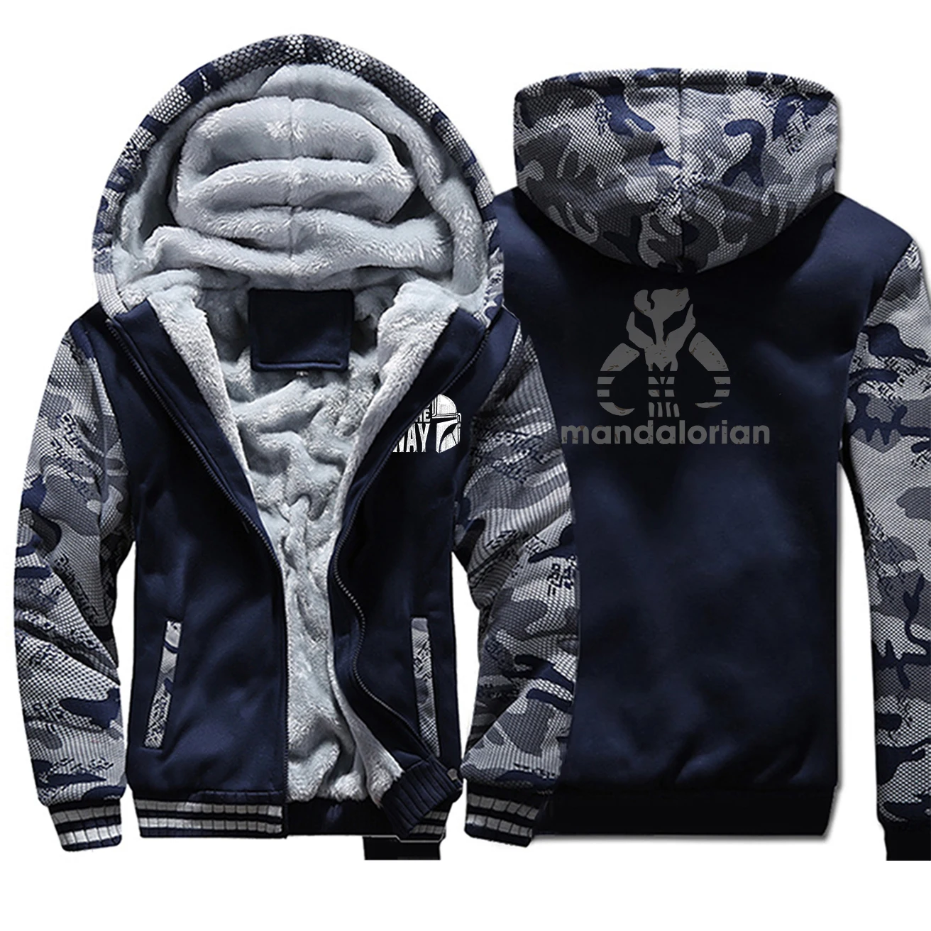 

The Mandalorian Camo Thick Warm Jacket Mens Hoodies Zipper Casual Cool Hoodies Sweatshirt Brand Star Wars Coat Casaco Masculino