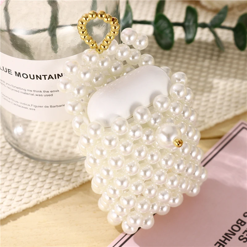 Handmade Shiny Pearl Cover For Airpods 1 2 Bag Case Girly Wireless Bluetooth Earphone Cover For Airpods 1 2 Heatset Charging Box (6)