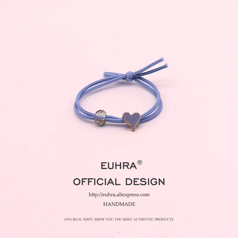 EUHRA 5 цветов Кристалл бисера Красочный Милый в форме сердца для девочек женские эластичные резинки для волос Детские резинки высокая эластичность