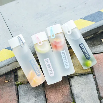 

Ins Frosted Glass with Rope Simple Transparent Borosilicate Water Bottle 400ml Large Capacity Portable Outdoor Sports Water Cups