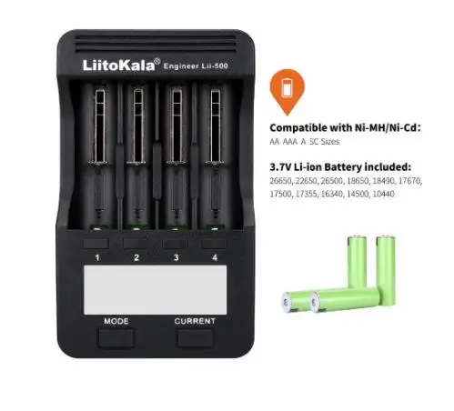 liitokala LII 500 зарядное устройство с ЖК-дисплеем 3,7 V 18650 26650 18500 цилиндрическая литиевая батарея, 1,2 V NiMH AA AAA батарея