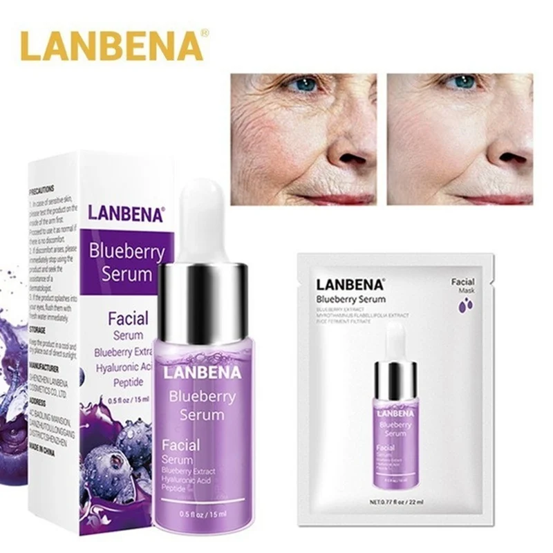 

LANBENA Blueberry Serum Hyaluronic Acid Essence Oil Moisturizing Reduces Fine Lines Whitening Anti-Aging Anti Wrinkle Skin Care