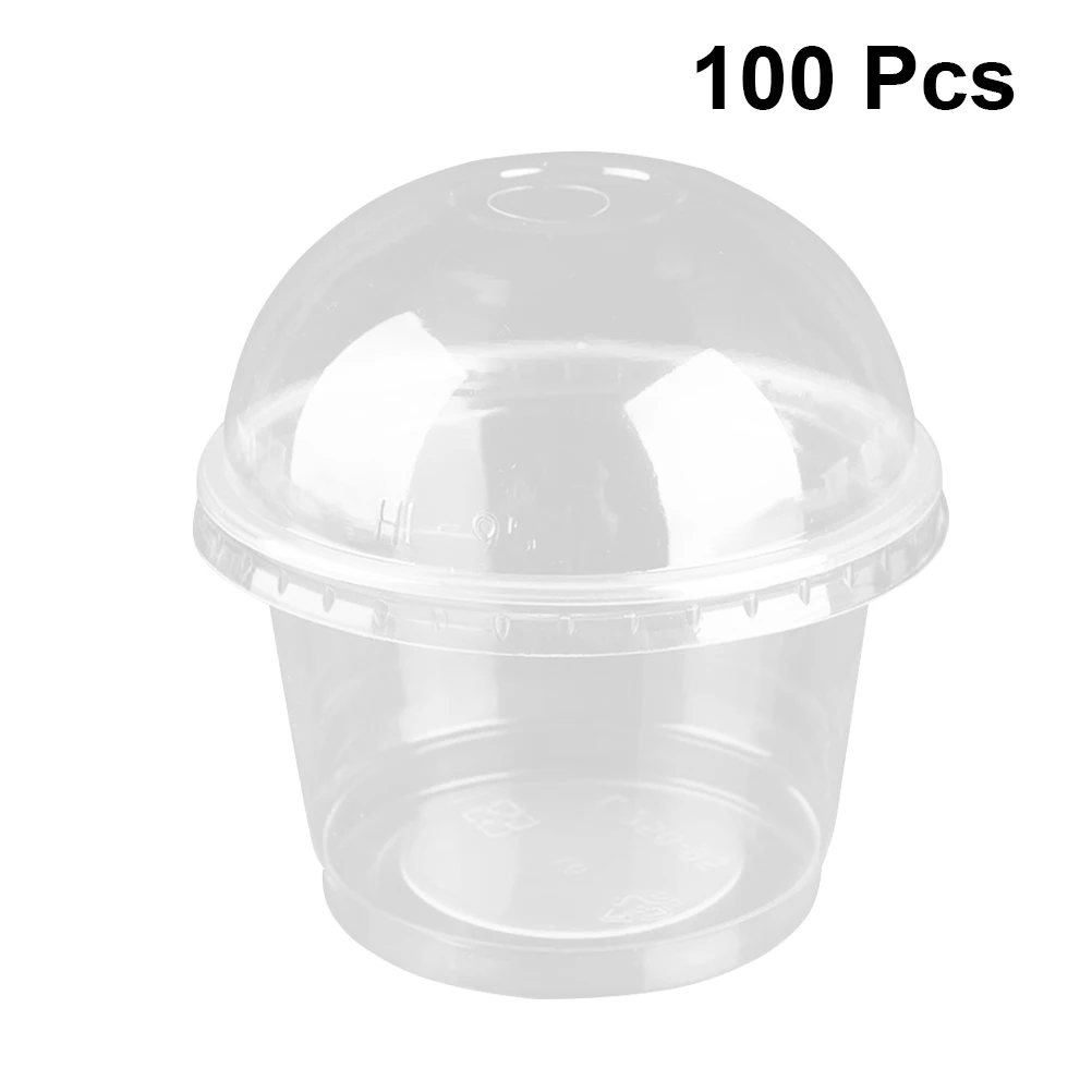 100 Stuks 250Ml/300Ml Wegwerp Ronde Transparant Dessert Cup Met Deksel Mousse Dessert Cup Cake