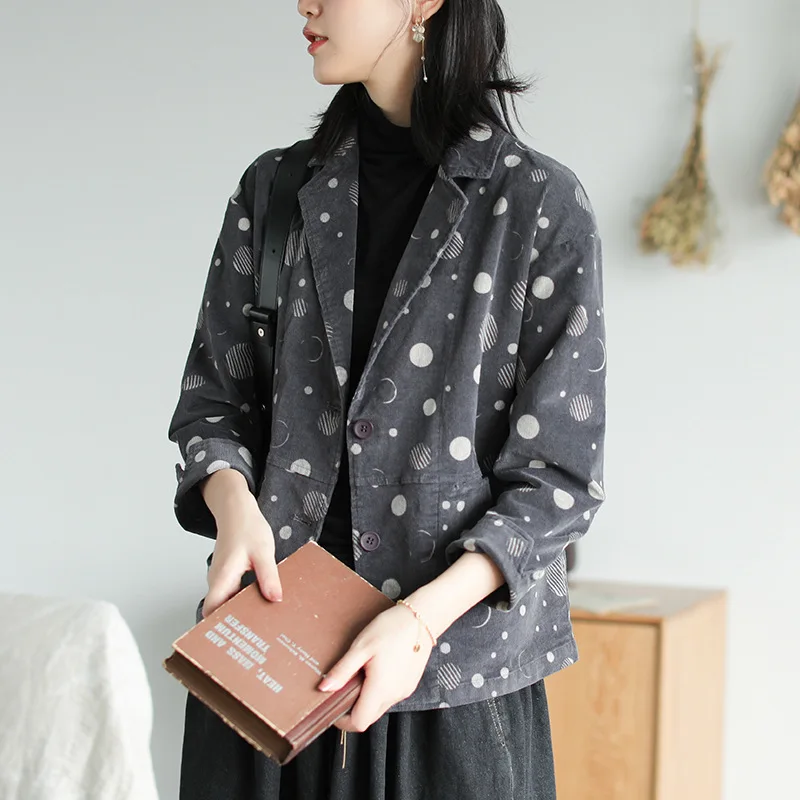 Ideal  Max LuLu 2019 Autumn Fashion European Style Ladies Punk Clothes Women Oversized Dot Jackets Vintage