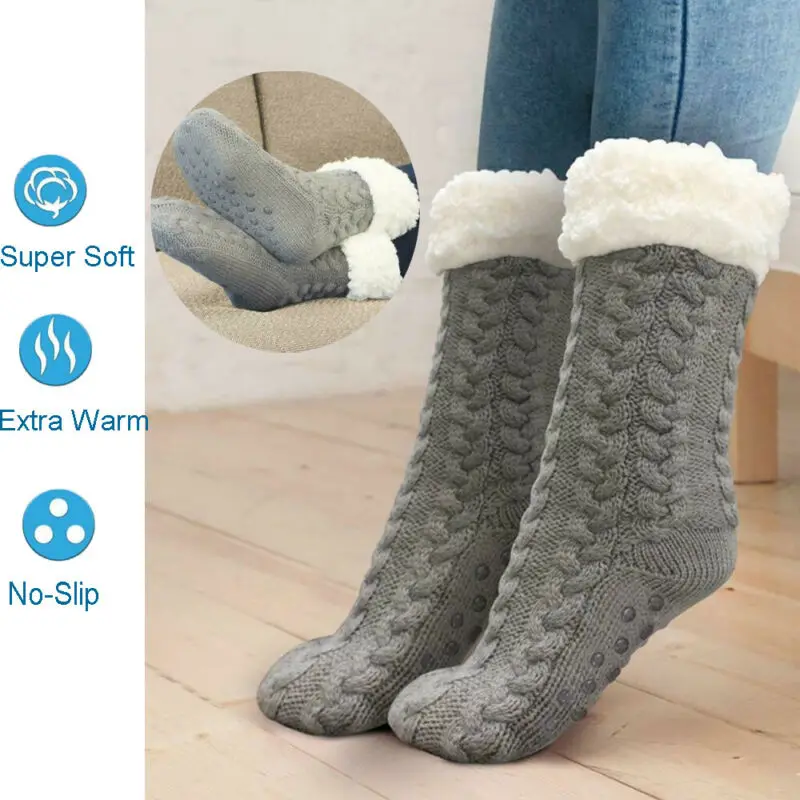 Новые женские носки мягкие толстые флисовые теплые Нескользящие тапочки домашние носки-тапочки зимние теплые мягкие толстые женские носки в стиле пэчворк