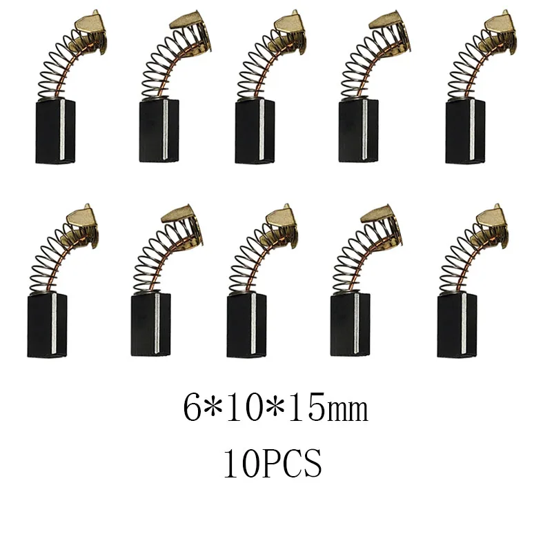 10Pcs 6×10×15mm Graphite Copper Motor Carbon Brushes Set Tight  Wire for Electric Hammer/Drill Angle Grindern