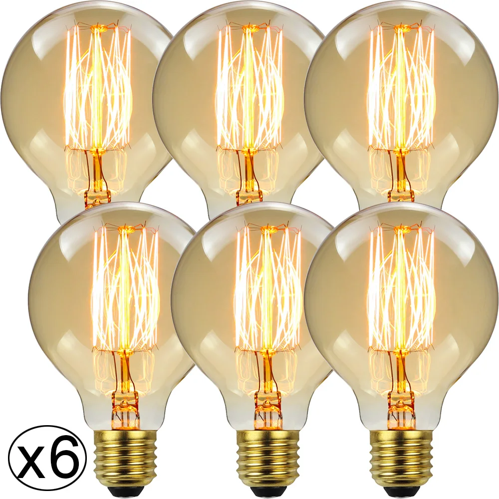 TIANFAN 6pcs Pack Edison Bulb G80 