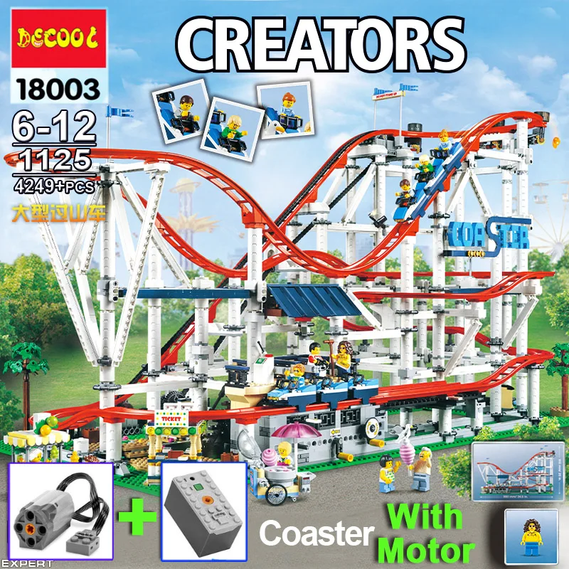 

Compatible legoinglys Creator 10261 set Model city roller coaster toy Building Blocks bricks with motor 9v Battery birthday gift