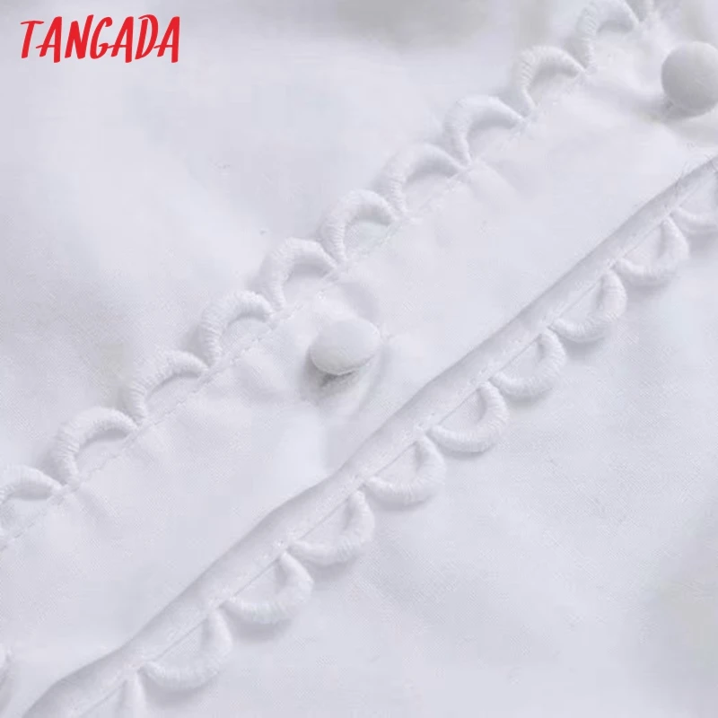 Tangada женский белый кружевной пэчворк блузка Осень Зима Винтаж длинный рукав OL рубашки шикарные топы 4M91