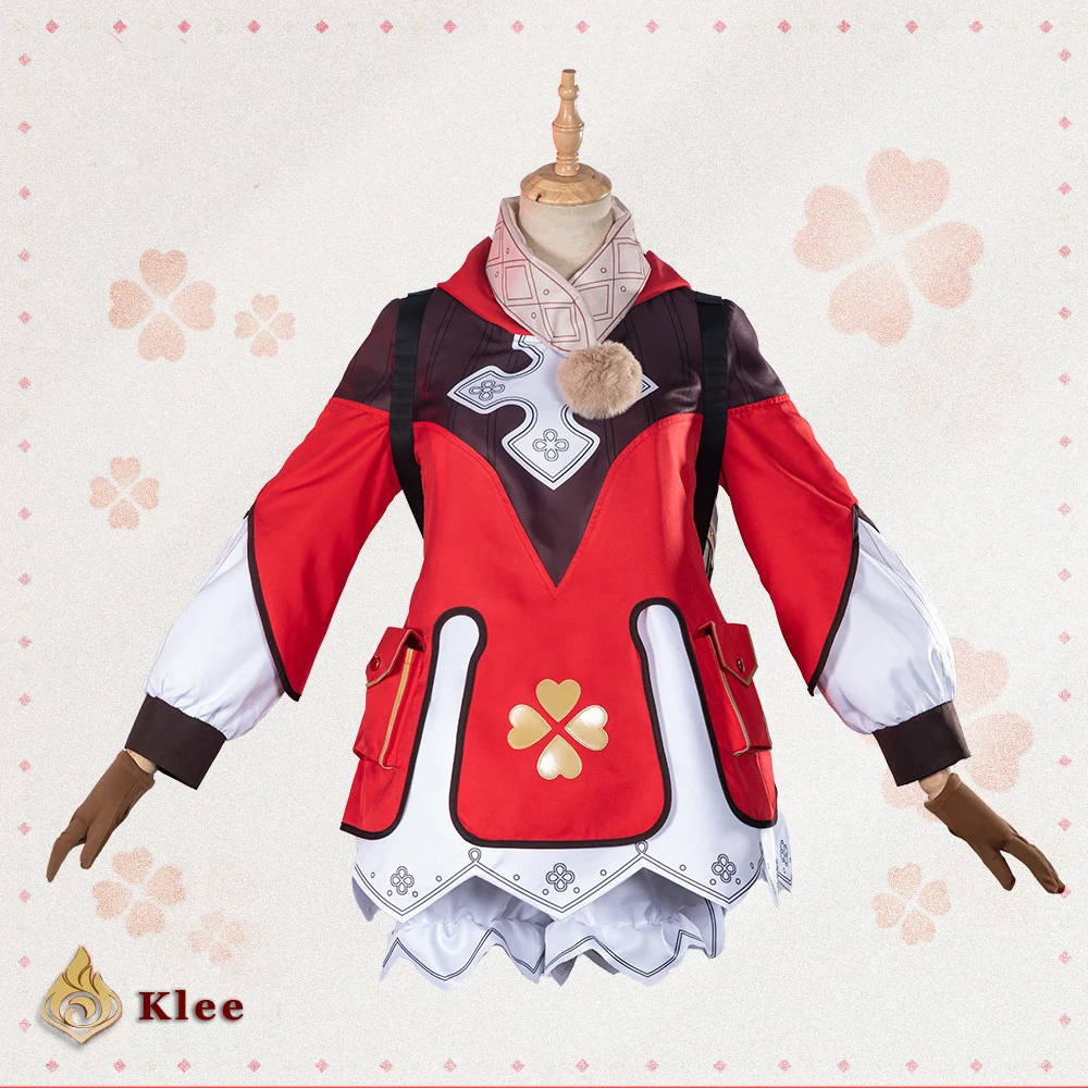 Genshin Impact Klee Cosplay Costumes Girls Uniforms SuitsBag Glasses Gloves Shorts Halloween Role Playing Dresses