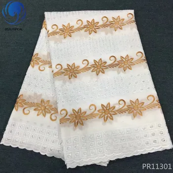 

BEAUTIFICAL nigerian swiss lace fabrics with rhinestones 2019 new design swiss voile lace fabrics cotton laces 5yards/lot PR113