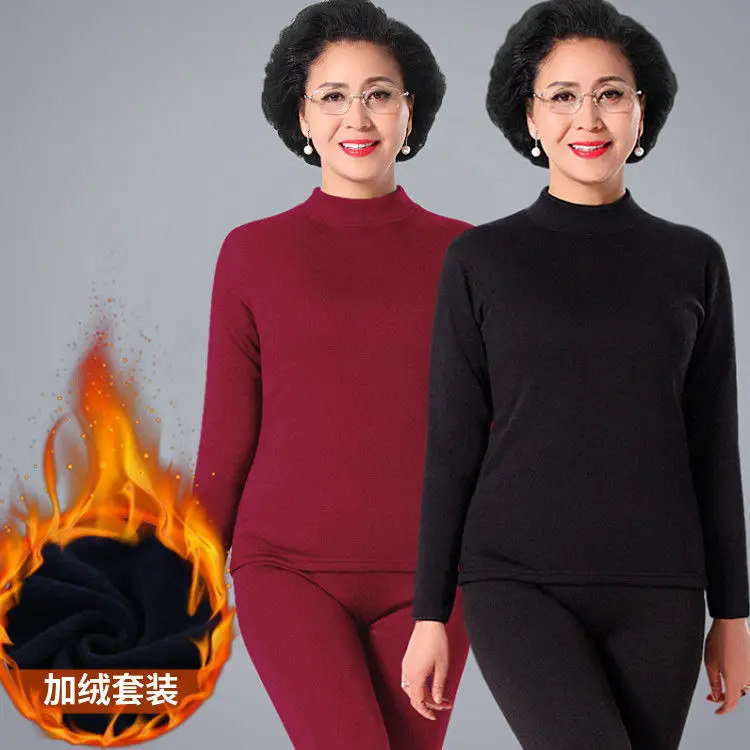 Thermal Underwear Women Plus Velvet Thickening Suit Mid-high