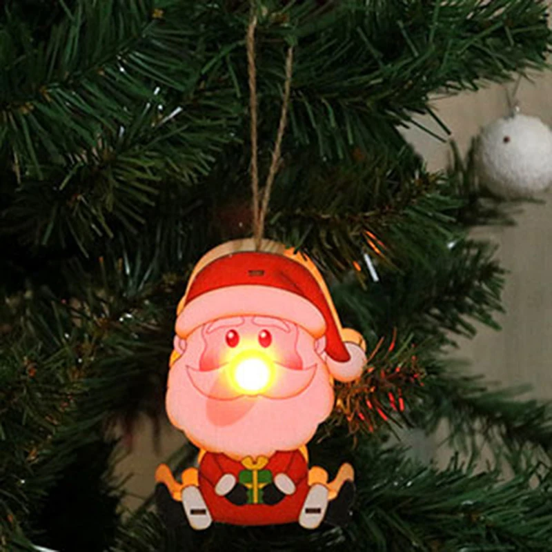 1 шт. светодиодный светильник, рождественские Автомобильные украшения, Рождественский DIY деревянный подарок для детей, вечерние украшения для дома, Рождественская елка, навесной домашний декор