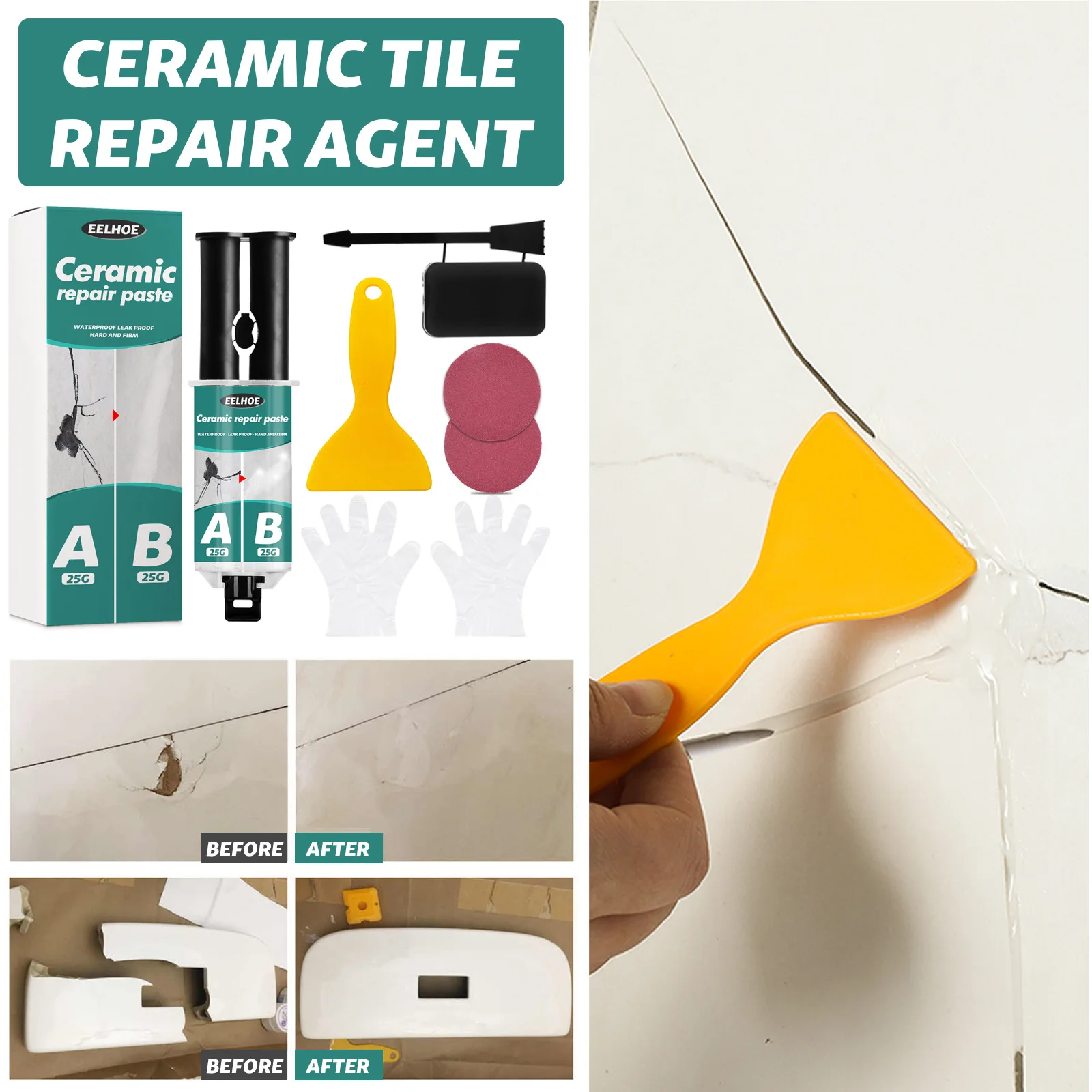 Ceramic Repair Glue Paste Tub Tile And Shower Porcelain Repair Kit For Crack Chip Ceramic