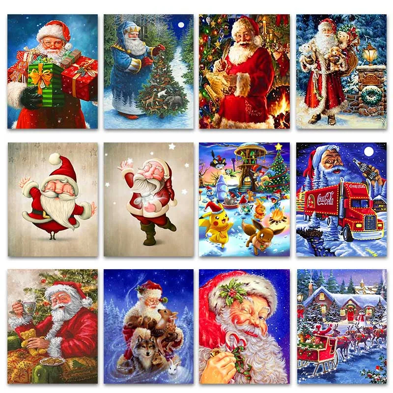 

Diamond Painting Santa Claus Diamond Mosaic Christmas Diamond Embroidery Winter 5D Diy Full Square Cross Stitch Home Decor Jq202