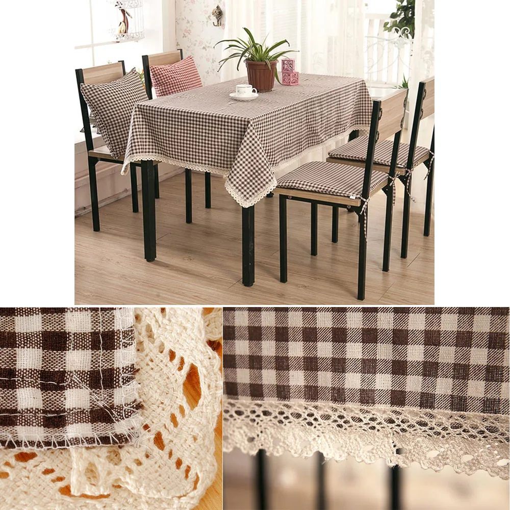 Cotton& Linen Table Cloth Rectangle Dust-proof Tablecloth Coffee Dinner Table Cover for Home/Restaurant 100*140cm