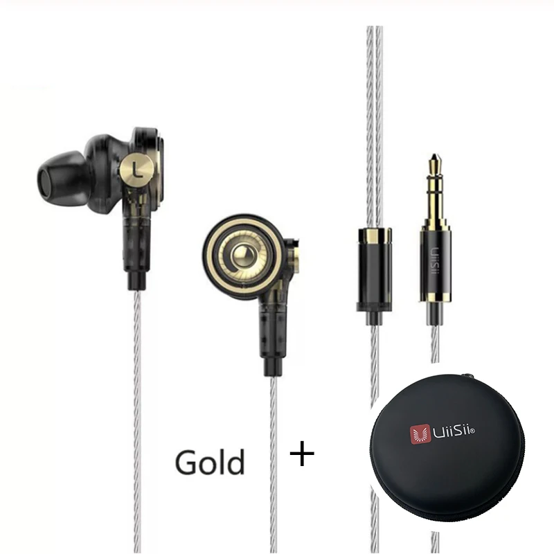 T9 Gold And box Наушники UiiSii BA-T9 In-Ear HI-RES 2BA+ 1DD 6-Drive Hybrid technology стереонаушники Hi-Fi для телефонов iOS и Android xiaomi - Цвет: T9 Gold And box
