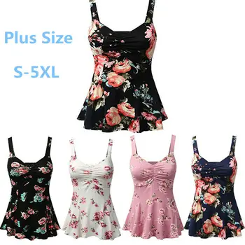 

Plus Size S To 4XL 5XL Women Tank Tops Floral Print Camisole Tops Vest Women Sleeveless Casual Big Size Camis Female Summer Tops