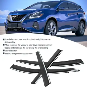 

4pcs Car Window Rain Visor Guard Vent Shade Accessory Fits for Nissan Murano 2015-2019 car covers Awnings Shelters