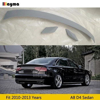 

ABT Style Fiber glass rear trunk spoiler For AUDI A8 D4 2010 2011 2012 2013 year Car rear wing spoiler Matte grayness (3pcs)