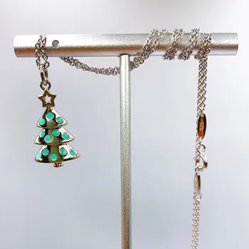

1: 1925 Sterling Silver High Quality Christmas Trees Pendant Necklace Women Logo Original Genuine Jewelry Christmas Holiday Gift
