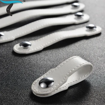 

Italian leather white cabinet handle for furniture wardrobe drawer suitcase cabinet handle children's room handle