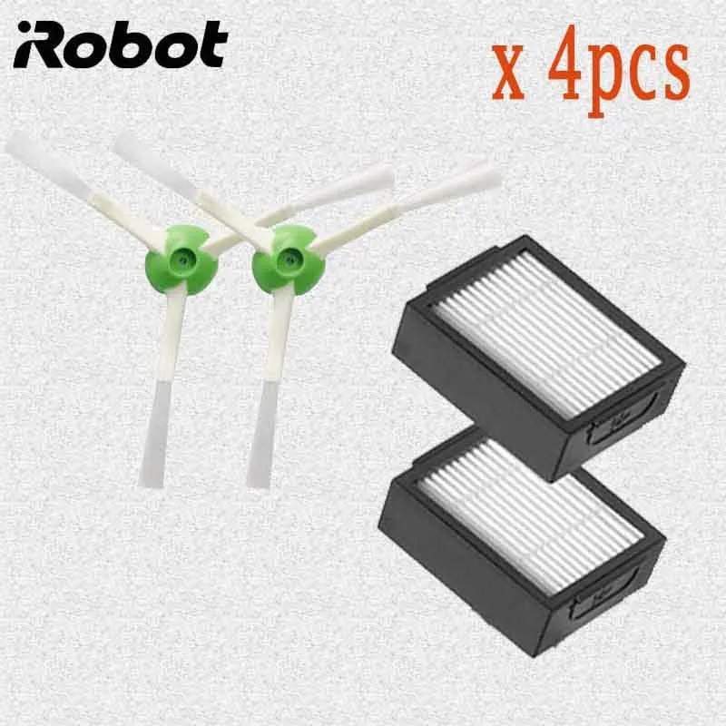 4pcs Для iRobot Roomba i7 E5 E6 Серия робот Hepa фильтр боковая щетка круглая щетка пылесос высокое качество запасные части - Цвет: 4pcs