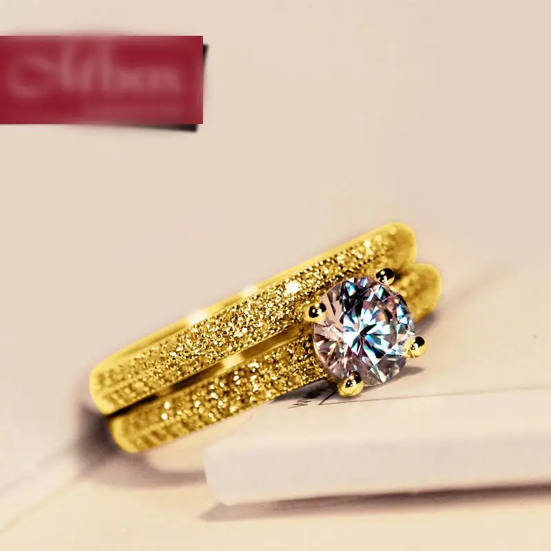 Luxury Female White Bridal Ring Set Fashion Silver Color Gold Wedding Band Jewelry Promise Love Round Engagement Rings For Women