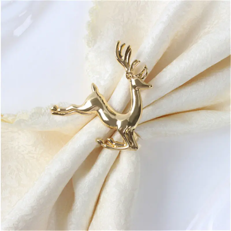 

Luxurious Napkin Ring Deer Shaped Alloy Napkin Buckle Elk Napkin Ring Tableware Accessories Wedding Party Table Decoration