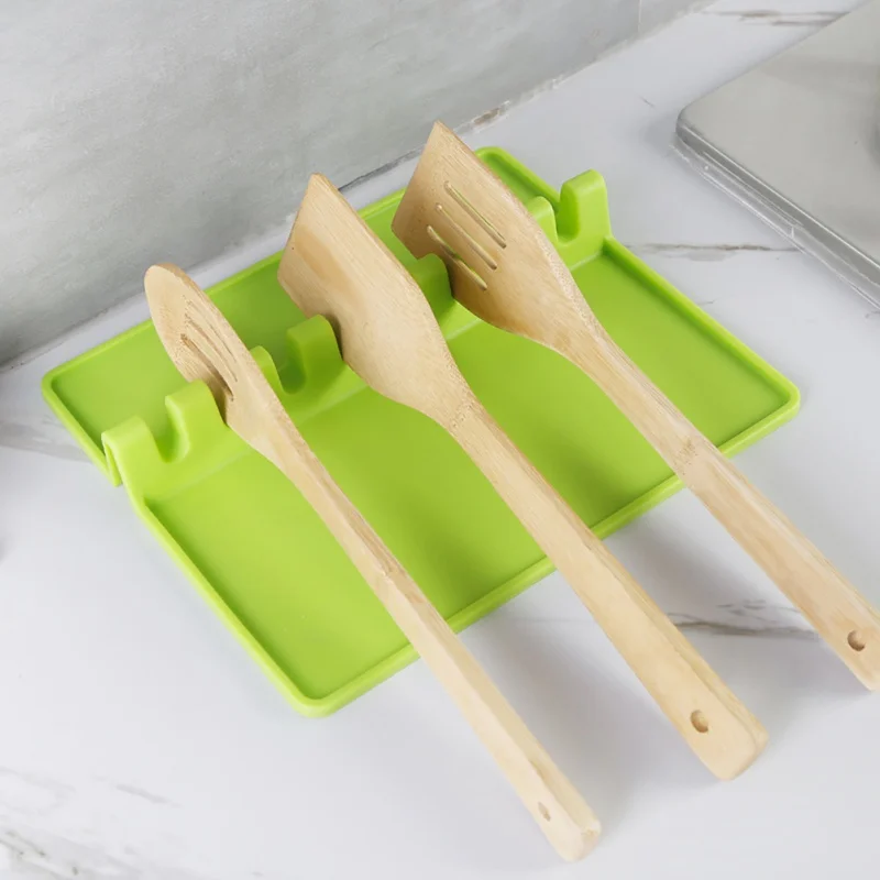 Kitchen Utensils Silicone Spoon Kitchen Spatula Holder Heat Resistant Utensil Silicone Spoon Pad 1