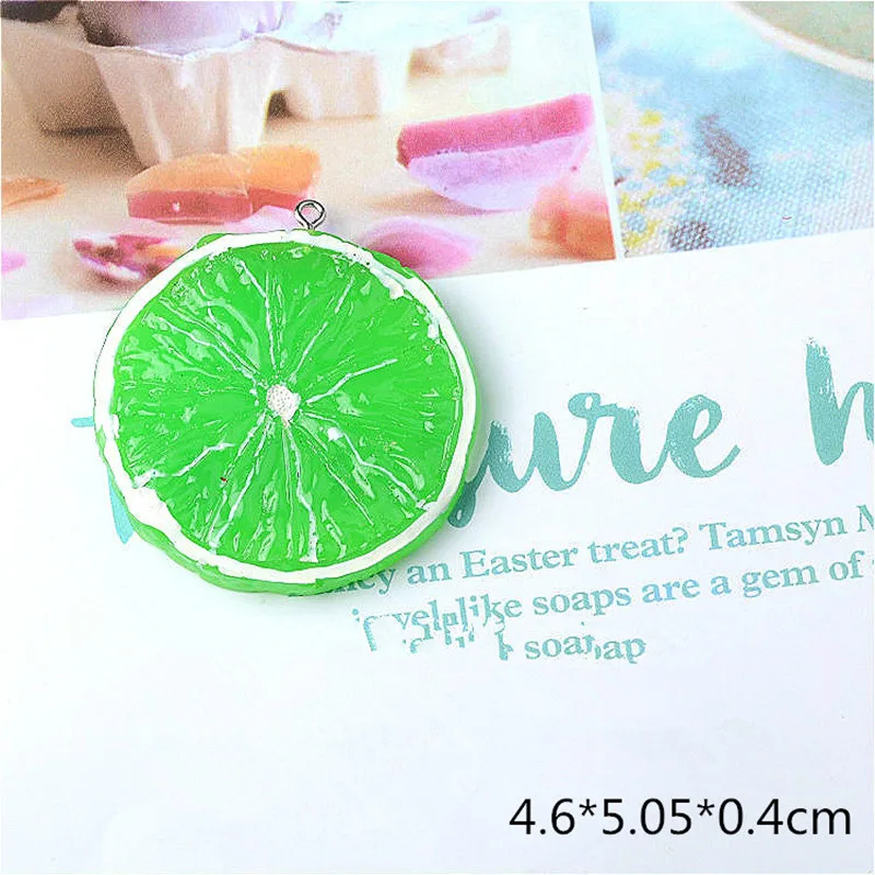 Big green orange 10 шт. Смола моделирование оранжевый лимон DIY ремесло серьги головные уборы аксессуары висячие кольца кулон в виде ягоды брелок Декор Matreial - Цвет: Big green orange