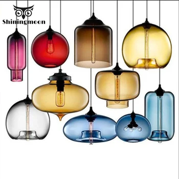 

Nordic Loft Colorful Pendant Lights Modern Glass Pendant Lamp Dining Restaurant Lighting Bedroom Hanging Lamp Fixtures Luminaire