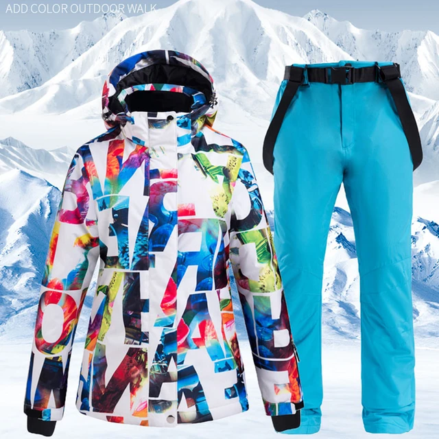 US $49.00 2019 Hot Sale Women Ski Suit Waterproof PantsJacket Set Thickened Warm Snowboard Jacket Fashion Wi