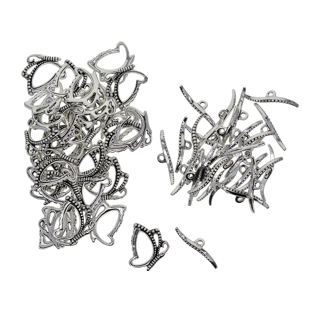 30 Sets Toggle Jewelry Clasps Necklace Toggle Clasp Antique Silver Toggle Clasps for Jewelry Making
