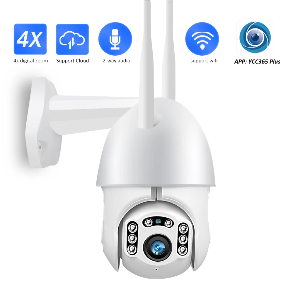 1080P Wireless WiFi Camera PTZ Outdoor Auto Tracking 4X Digital Zoom Speed Dome Surveillance IP CCTV Cloud Ycc365 Plus | Безопасность и