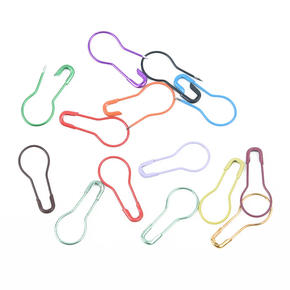 100Pcs/Set Metal Mixed Color Clips DIY Small Pin Hand-knit Sweater Marker Safety Pins Needle Clip Crochet 22*9.5mm Random |