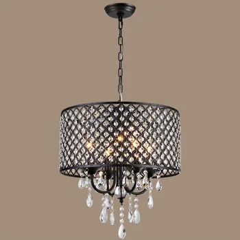 

American style retro iron rustic simple bedroom lampcozy personalized creative restaurant chandelier study crystal chandel LU