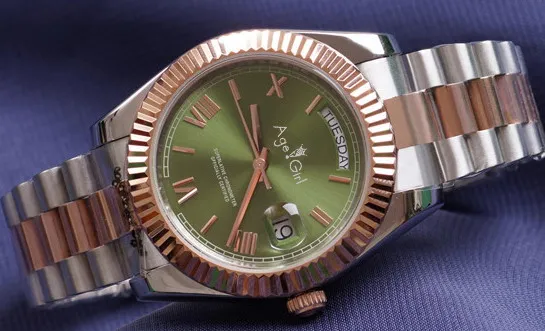 

Luxury Brand New Men Daydate Silver Rose Gold Green Red Blue Automatic Mechanical Stainless Steel Sapphire Rome Watch AAA+ 41MM