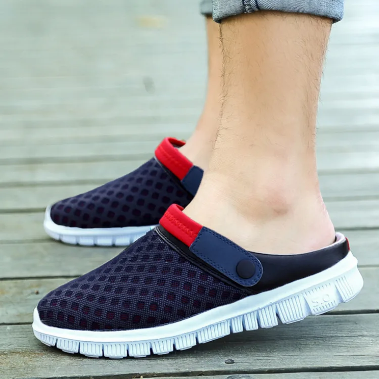 Summer Sandals Mesh Slipper New Style BIRD'S NEST Porous Shoes Couples Beach Large Size Semi-Slipper 36-46
