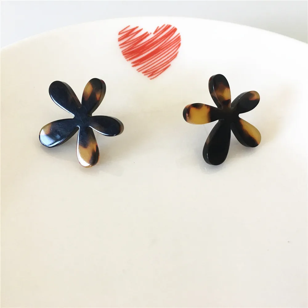 LOVLEY мраморная коричневая черная Цветочная формочка серьги-гвоздики