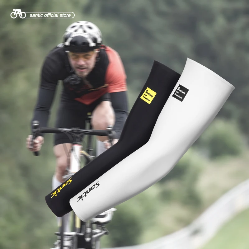 

Santic Cycling Arm Sleeves Cool Feeling Sun-protectiv Protector Outdoor Sport Basketball Baseball Arm Warmers Asia S-3XL 8017
